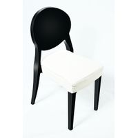 Loungechair | Esszimmerstuhl | oval schwarz mit Polster BEIGE