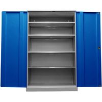 Obelixxx Werkstattschrank verzinkt | Materialschrank GRAU/BLAU 195x120x50 vollverzinkte Fachböden