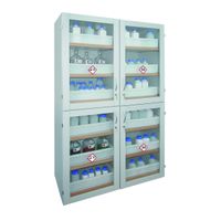LACONT GEFAHRSTOFFSCHRANK | Säure- und Laugenschrank mit 4 Plexiglas-Flügeltüren l Hochschrank (4 x 3 Auszugsböden) gemäß TRGS 526 / DGUV
