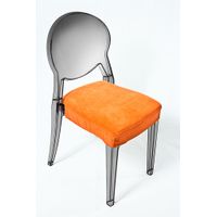 Loungechair | Esszimmerstuhl | transparent-smoked mit Polster ORANGE