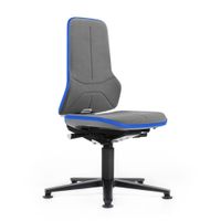 Ergonomischer Arbeitsstuhl für den Produktionsbereich - mit Rückenpermanentkontakt, Gleitern und Supertec-Bezug