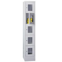 PAVOY Schließfachschrank mit Sichtfenstertüren | 5 Abteile je 30 cm breit | 185 x 30 x 50 | große Farbauswahl