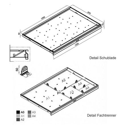 Schublade Planschrank Architektenschrank Zeichnungsschrank Grafikschrank Flachablageschrank Papierschrank von Schrank & Stuhl