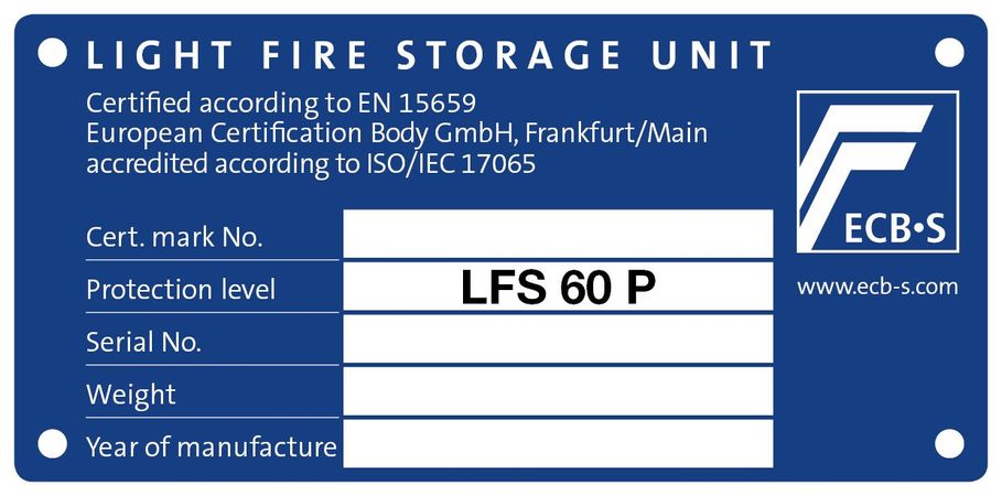Brandschutzklasse Feuerwiderstandsfähigkeit LFS 60P
