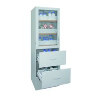 LACONT GEFAHRSTOFFSCHRANK | Säure- und Laugenschrank (Plexiglastür / Schubfächer) l Hochschrank (3 Auszugsböden / 3 Schubfächer) gemäß TRGS 526 / DGUV