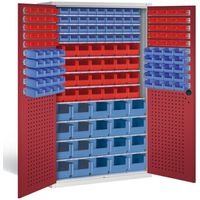 C+P Werkzeugschrank | Materialschrank | Magazinschrank mit Sichtlagerkästen Modell 3 | 195x110x53,5 cm (HxBxT) | große Farbauswahl