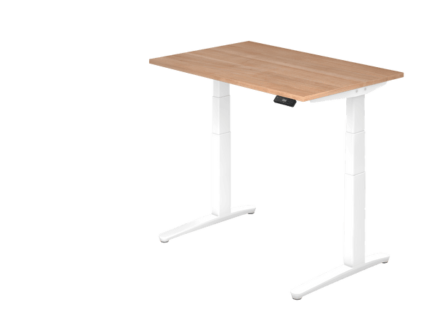 höhenverstellbarer Schreibtisch weiß nussbaum