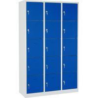 Schließfachschrank 15 Abteile 190x119x45 GRAU/BLAU