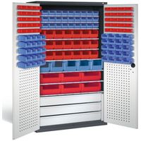 C+P Werkzeugschrank | Materialschrank | Magazinschrank mit Sichtlagerkästen und 3 Schubladen Modell 4 | 195x110x53,5 cm (HxBxT) | große Farbauswahl